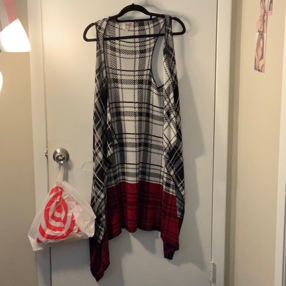 Plaid high low cardigan
